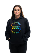 Load image into Gallery viewer, Unisex Griffith hoodie black with rainbow print
