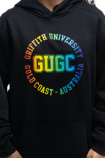 Load image into Gallery viewer, Unisex Griffith hoodie black with rainbow print
